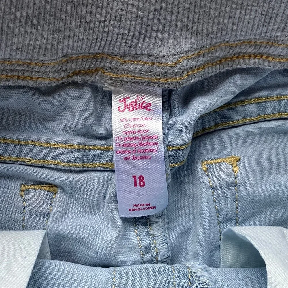 Justice Knit Waist Denim Shorts Size 18